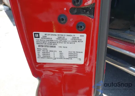 2003 GMC Sierra 1500 Sle z USA, uszkodzony, nr VIN 2GTEK19T631398536